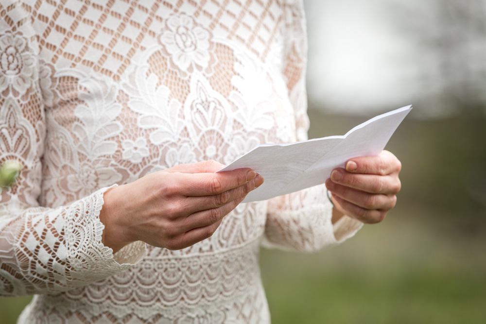 Bride reading vows